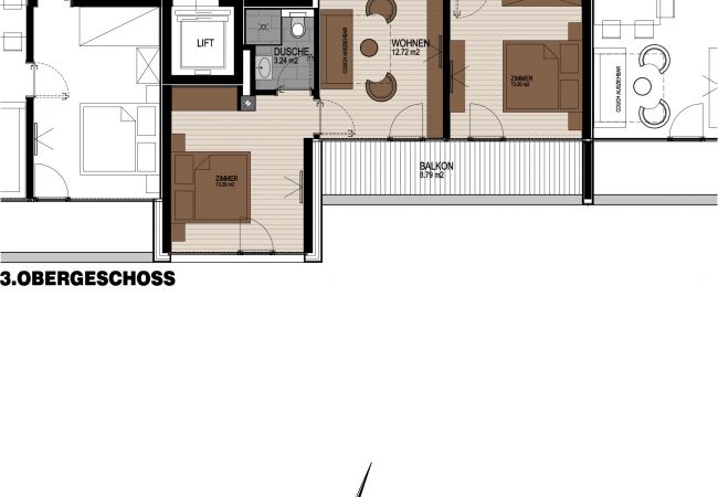 Ferienwohnung in Zell am See - SR, Top 16 - Ap. 67m² mit 2 SZ, Balkon 9m² Ferienwohnung in Zell am See - SR, Top 16 - Ap. 67m² mit 2 SZ, Balkon 9m²
